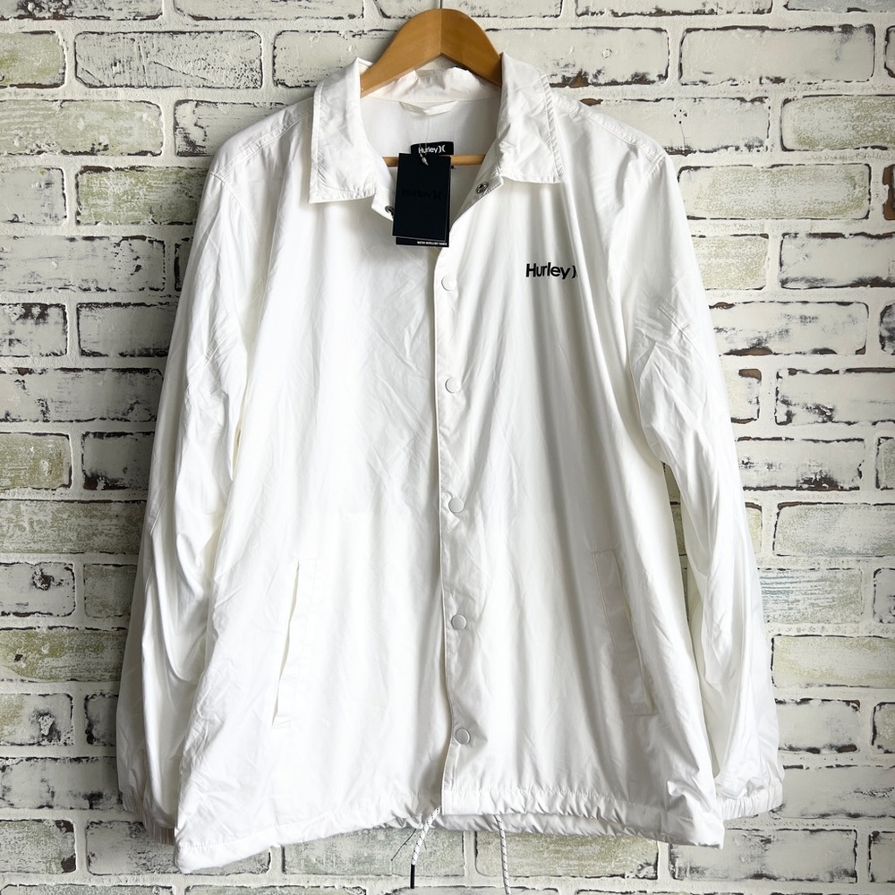 HURLEY MENS WHITE COACHES BUTTON UP JACKET